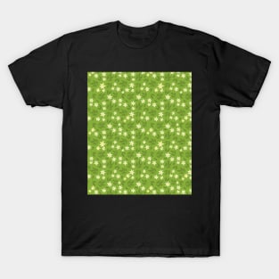 Small white and Yellow flowers on a green background T-Shirt